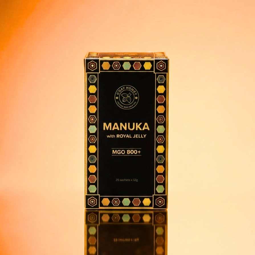 Manuka With Royal Jelly Honey Sticks 25 Pack MGO 800+